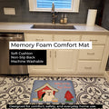 Dog House Collection English Bulldog White Memory Foam Kitchen Mat Machine Washable Anti-Fatigue Cushion Comfort Bath or Kitchen Rug