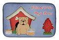 Dog House Collection English Bulldog Fawn Dish Drying Mat Absorbent Dish Drying Mat Pad for Kitchen Counter Dish Drainer Mat for Countertop, 14 x 21", Multicolor