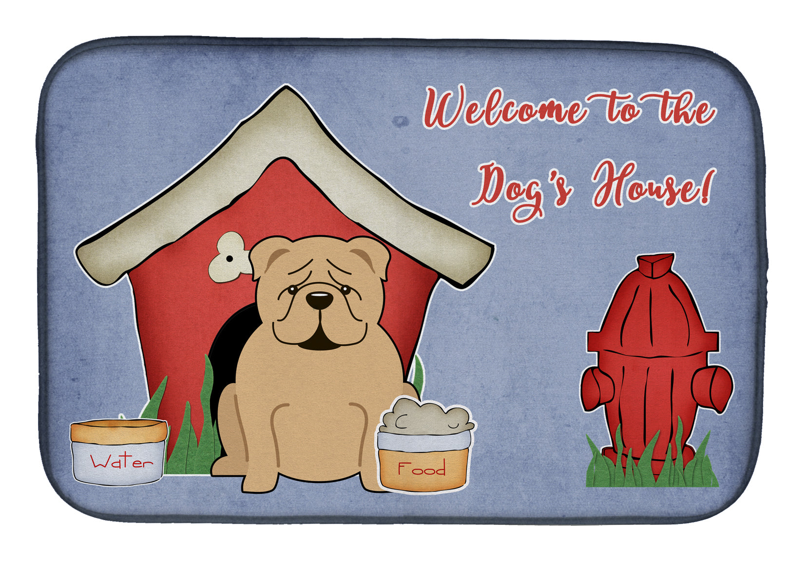 Dog House Collection English Bulldog Fawn Dish Drying Mat Absorbent Dish Drying Mat Pad for Kitchen Counter Dish Drainer Mat for Countertop, 14 x 21", Multicolor