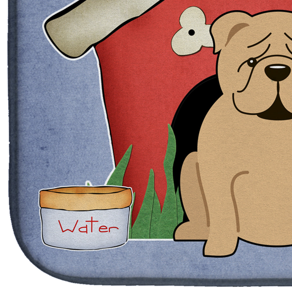 Dog House Collection English Bulldog Fawn Dish Drying Mat Absorbent Dish Drying Mat Pad for Kitchen Counter Dish Drainer Mat for Countertop, 14 x 21", Multicolor