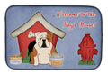 Dog House Collection English Bulldog Fawn White Dish Drying Mat Absorbent Dish Drying Mat Pad for Kitchen Counter Dish Drainer Mat for Countertop, 14 x 21", Multicolor