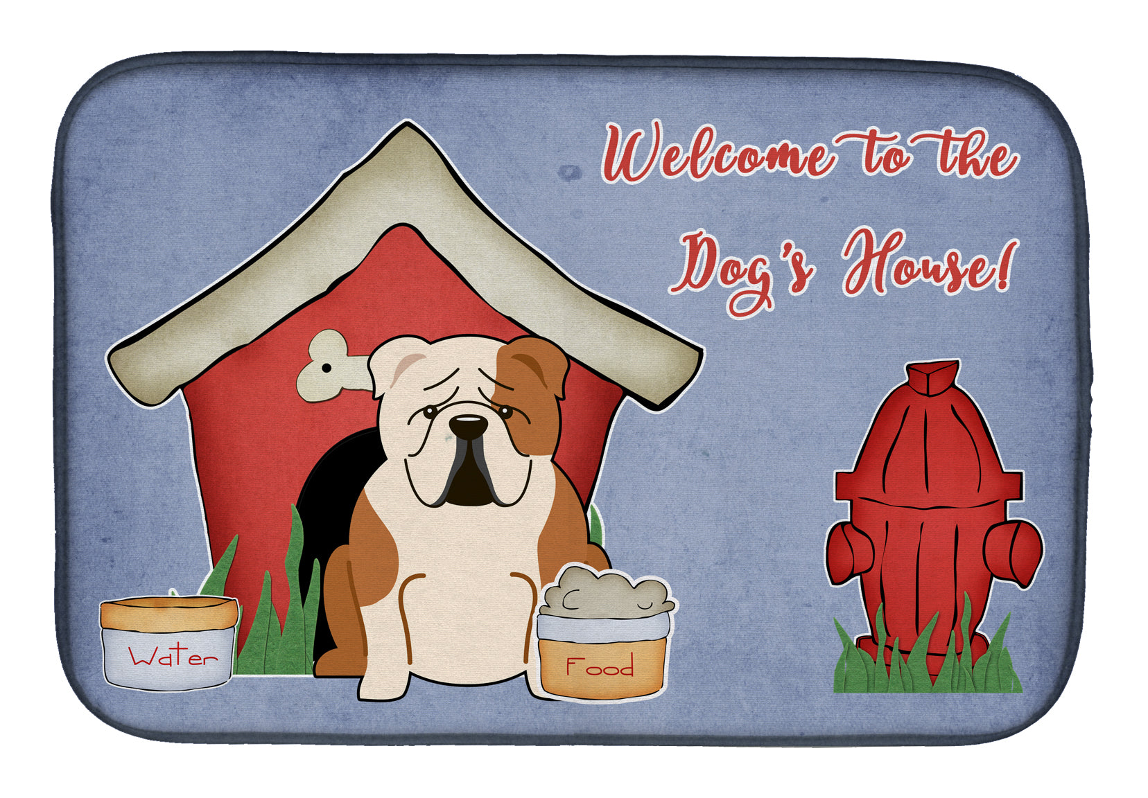 Dog House Collection English Bulldog Fawn White Dish Drying Mat Absorbent Dish Drying Mat Pad for Kitchen Counter Dish Drainer Mat for Countertop, 14 x 21", Multicolor