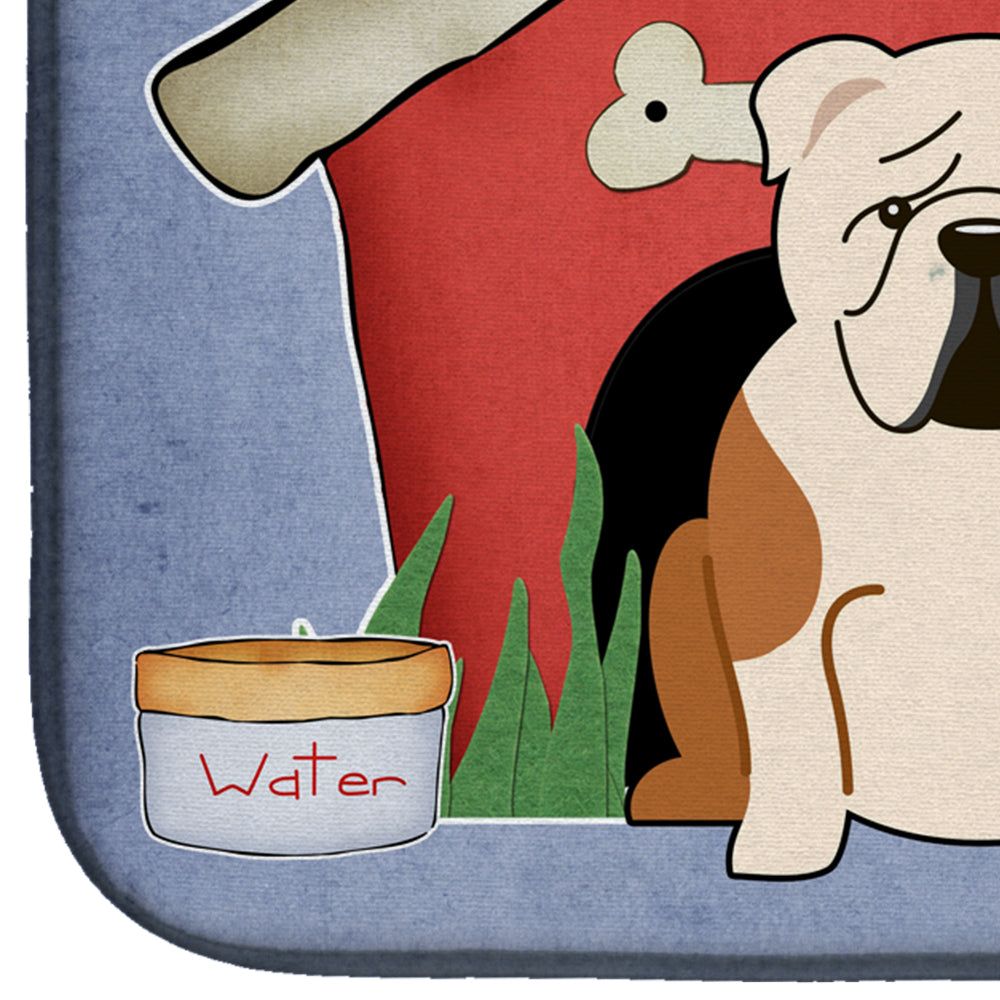 Dog House Collection English Bulldog Fawn White Dish Drying Mat Absorbent Dish Drying Mat Pad for Kitchen Counter Dish Drainer Mat for Countertop, 14 x 21", Multicolor