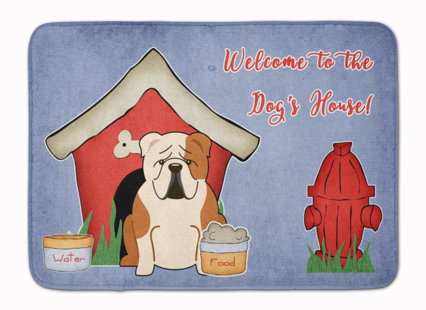 Dog House Collection English Bulldog Fawn White Memory Foam Kitchen Mat Machine Washable Anti-Fatigue Cushion Comfort Bath or Kitchen Rug