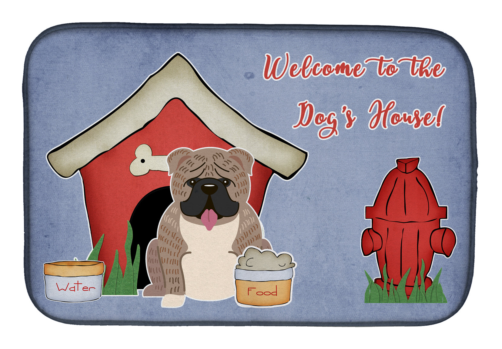 Dog House Collection English Bulldog Grey Brindle  Dish Drying Mat Absorbent Dish Drying Mat Pad for Kitchen Counter Dish Drainer Mat for Countertop, 14 x 21", Multicolor