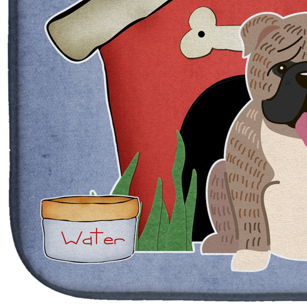 Dog House Collection English Bulldog Grey Brindle  Dish Drying Mat Absorbent Dish Drying Mat Pad for Kitchen Counter Dish Drainer Mat for Countertop, 14 x 21", Multicolor