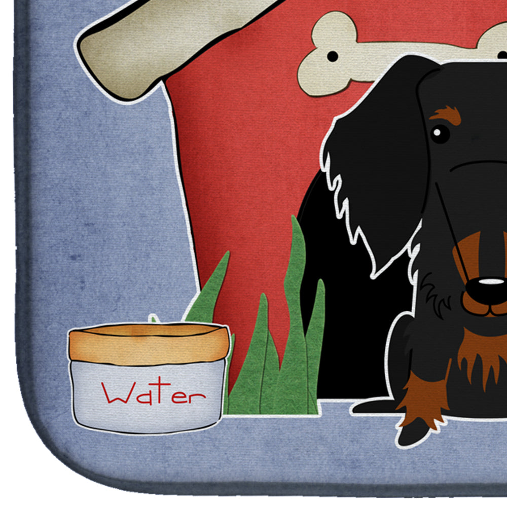 Dog House Collection Wire Haired Dachshund Black Tan Dish Drying Mat Absorbent Dish Drying Mat Pad for Kitchen Counter Dish Drainer Mat for Countertop, 14 x 21", Multicolor