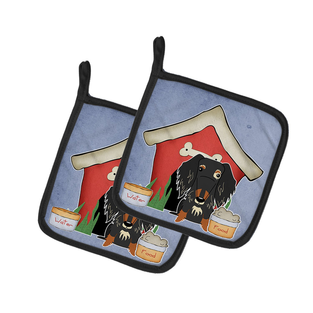 Dog House Collection Wire Haired Dachshund Dapple Pot Holder Set of 2 Heat Resistant Quilted Hot Pads 7.5 x 7.5 Inch, Insulated Kitchen Trivets for Cooking & Baking