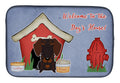 Dog House Collection Wire Haired Dachshund Chocolate Dish Drying Mat Absorbent Dish Drying Mat Pad for Kitchen Counter Dish Drainer Mat for Countertop, 14 x 21", Multicolor