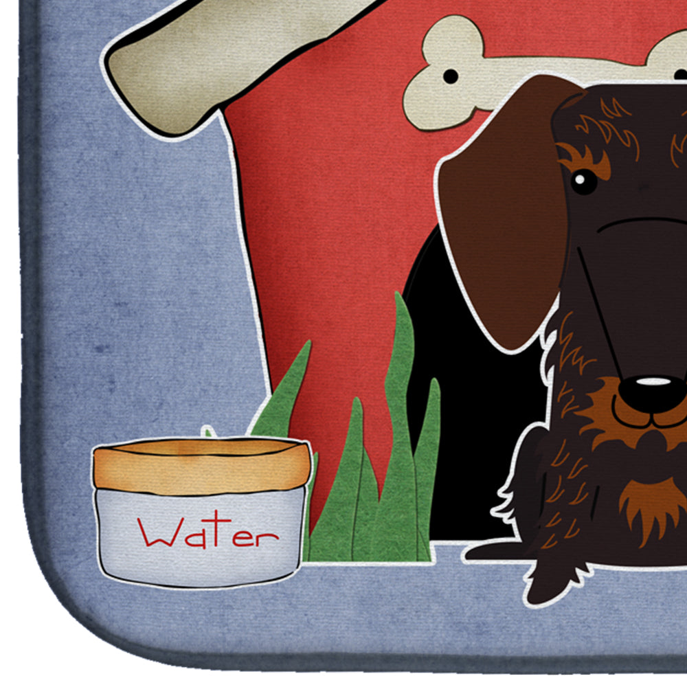 Dog House Collection Wire Haired Dachshund Chocolate Dish Drying Mat Absorbent Dish Drying Mat Pad for Kitchen Counter Dish Drainer Mat for Countertop, 14 x 21", Multicolor