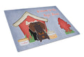 Dog House Collection Wire Haired Dachshund Chocolate Cutting Board Tempered Glass Kitchen Cutting Surface, Heat Resistant Chopping, Non-Slip Feet, Food Prep & Serving