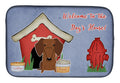 Dog House Collection Dachshund Red Brown Dish Drying Mat Absorbent Dish Drying Mat Pad for Kitchen Counter Dish Drainer Mat for Countertop, 14 x 21", Multicolor