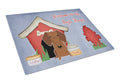 Dog House Collection Dachshund Red Brown Cutting Board Tempered Glass Kitchen Cutting Surface, Heat Resistant Chopping, Non-Slip Feet, Food Prep & Serving