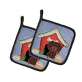 Dog House Collection Dachshund Chocolate Pot Holder Set of 2 Heat Resistant Quilted Hot Pads 7.5 x 7.5 Inch, Insulated Kitchen Trivets for Cooking & Baking