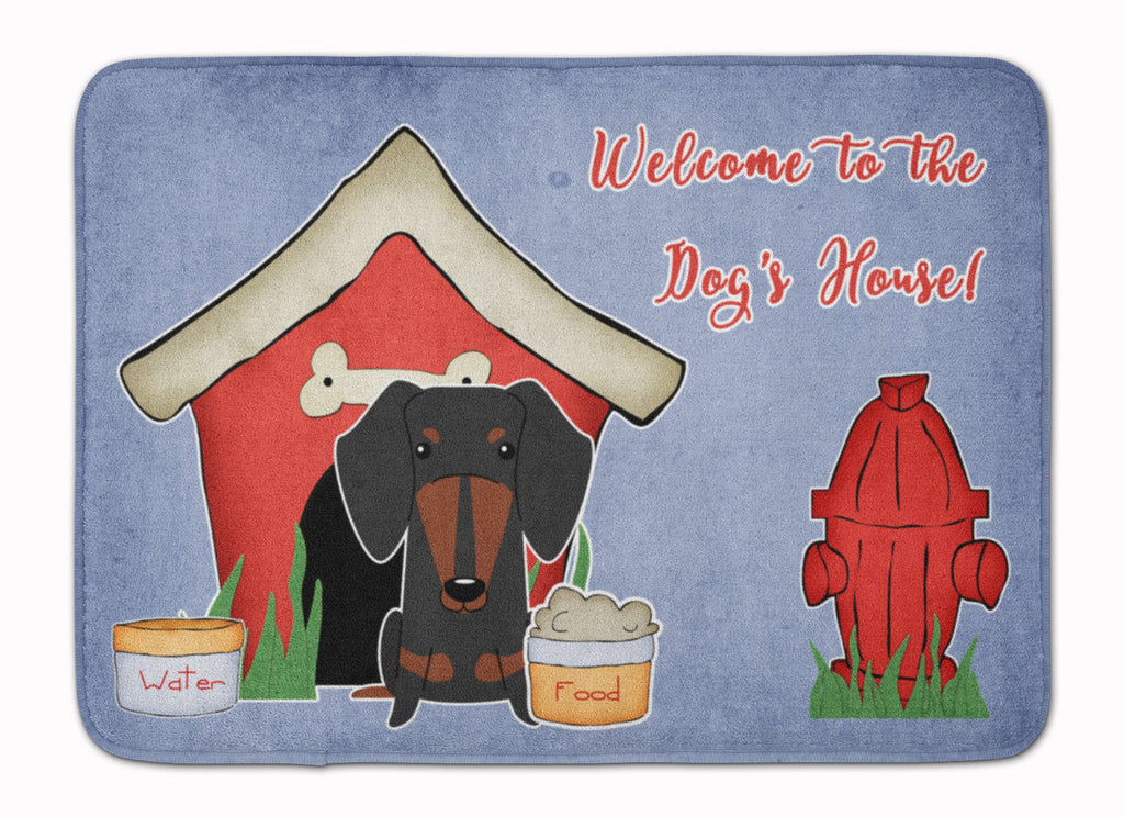 Dog House Collection Dachshund Black Tan Memory Foam Kitchen Mat Machine Washable Anti-Fatigue Cushion Comfort Bath or Kitchen Rug