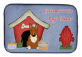 Dog House Collection Bull Terrier Red Dish Drying Mat Absorbent Dish Drying Mat Pad for Kitchen Counter Dish Drainer Mat for Countertop, 14 x 21", Multicolor