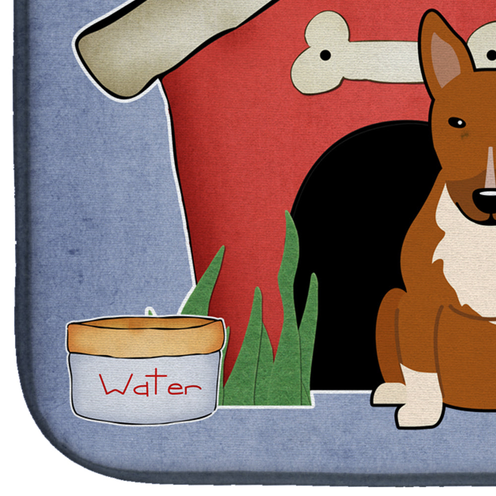 Dog House Collection Bull Terrier Red Dish Drying Mat Absorbent Dish Drying Mat Pad for Kitchen Counter Dish Drainer Mat for Countertop, 14 x 21", Multicolor