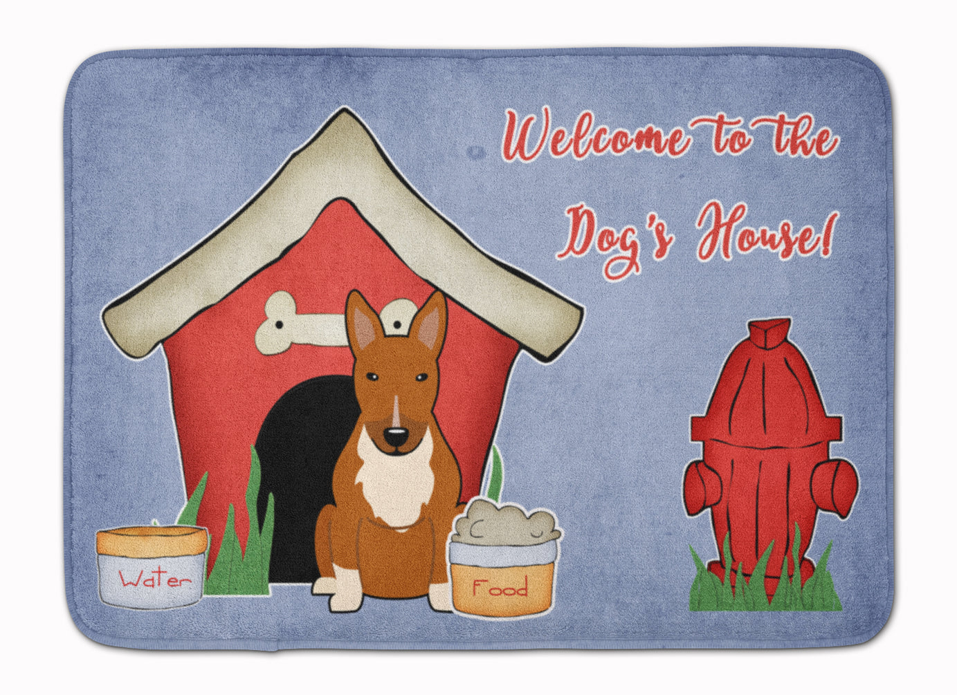 Dog House Collection Bull Terrier Red Memory Foam Kitchen Mat Machine Washable Anti-Fatigue Cushion Comfort Bath or Kitchen Rug