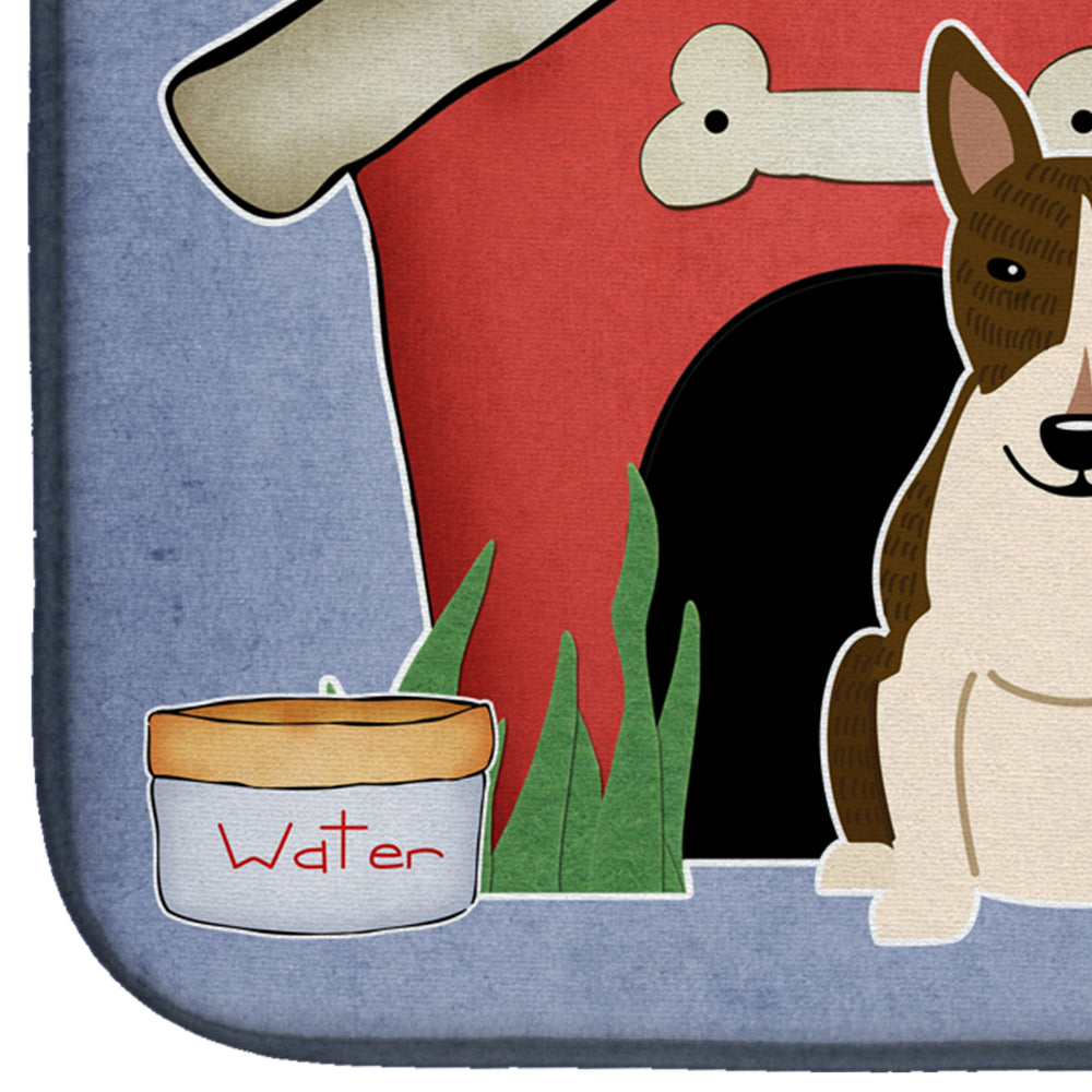 Dog House Collection Bull Terrier Dark Brindle Dish Drying Mat Absorbent Dish Drying Mat Pad for Kitchen Counter Dish Drainer Mat for Countertop, 14 x 21", Multicolor