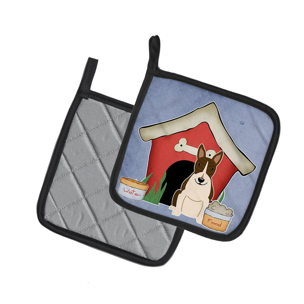 Dog House Collection Bull Terrier Dark Brindle Pot Holder Set of 2 Heat Resistant Quilted Hot Pads 7.5 x 7.5 Inch, Insulated Kitchen Trivets for Cooking & Baking