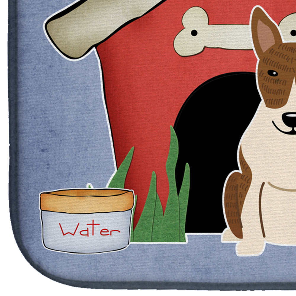 Dog House Collection Bull Terrier Brindle Dish Drying Mat Absorbent Dish Drying Mat Pad for Kitchen Counter Dish Drainer Mat for Countertop, 14 x 21", Multicolor