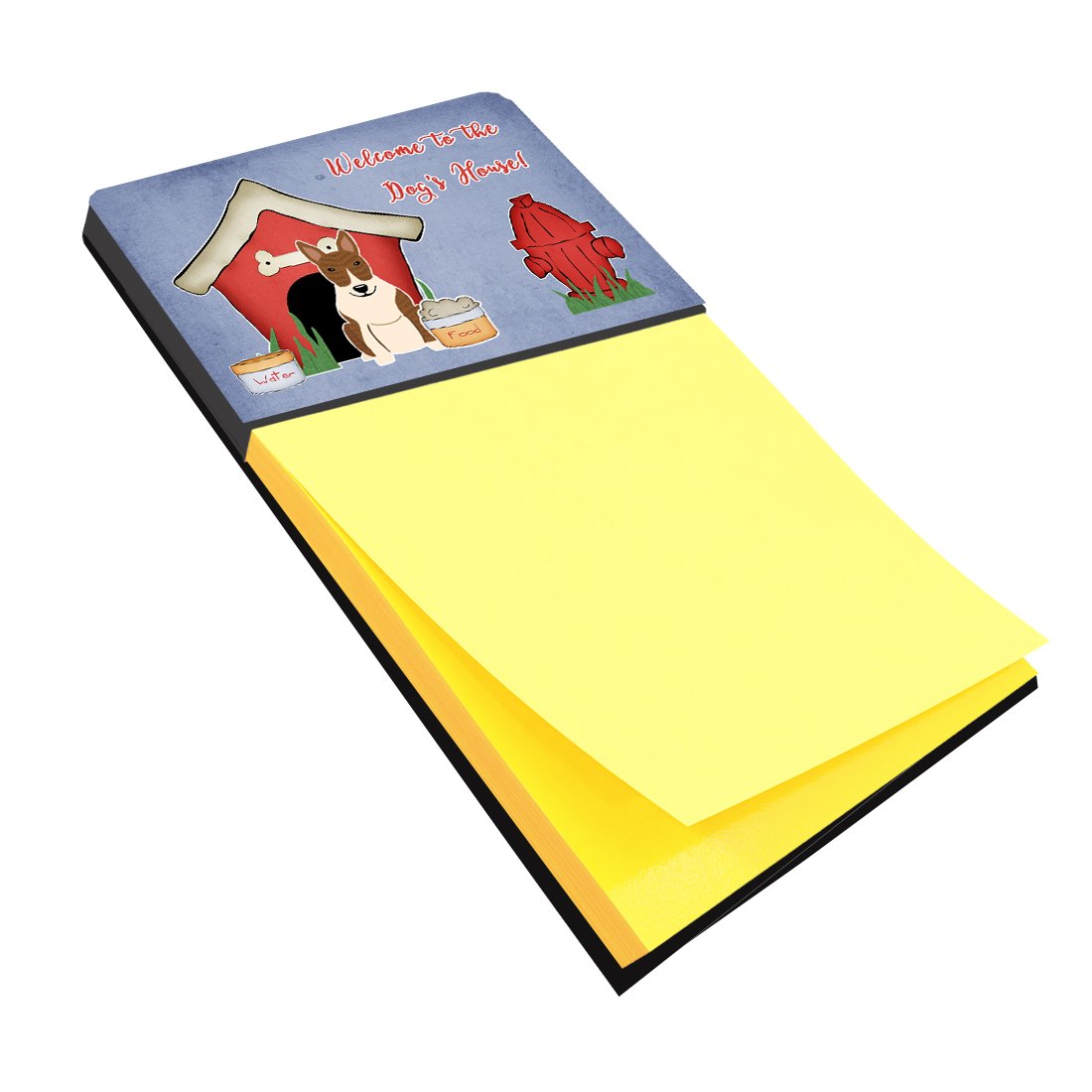 Dog House Collection Bull Terrier Brindle Watercolor Sticky Note Holder Refillable Dispenser Desk Accessory 3x3 Pad Gift