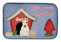 Dog House Collection Bull Terrier White Dish Drying Mat Absorbent Dish Drying Mat Pad for Kitchen Counter Dish Drainer Mat for Countertop, 14 x 21", Multicolor