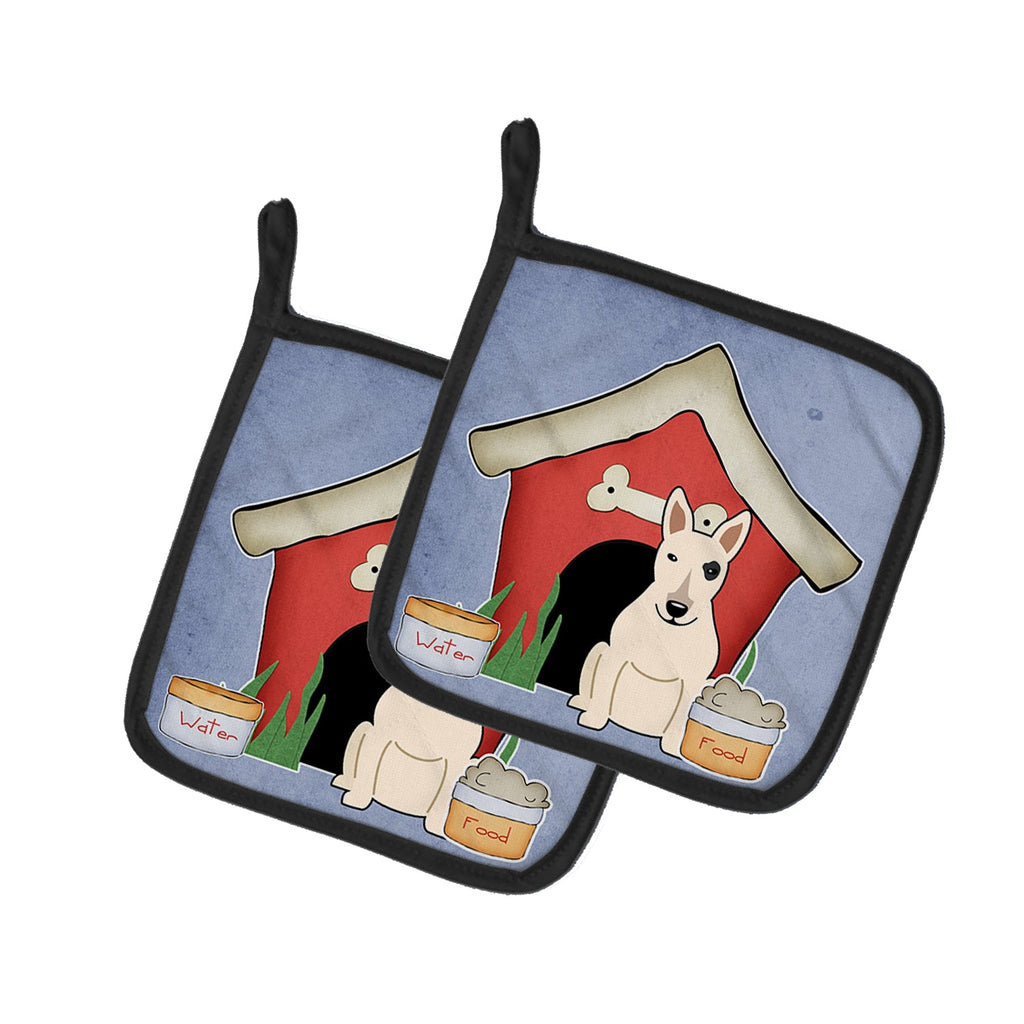 Dog House Collection Bull Terrier White Pot Holder Set of 2 Heat Resistant Quilted Hot Pads 7.5 x 7.5 Inch, Insulated Kitchen Trivets for Cooking & Baking