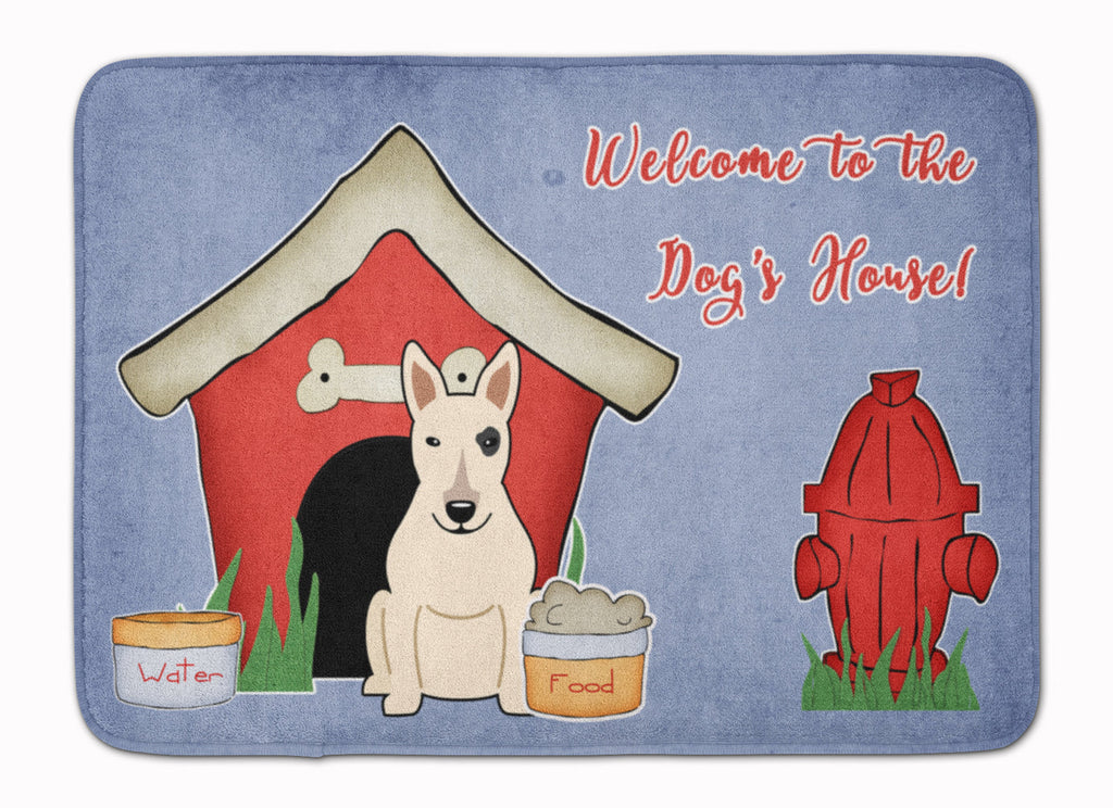 Dog House Collection Bull Terrier White Memory Foam Kitchen Mat Machine Washable Anti-Fatigue Cushion Comfort Bath or Kitchen Rug
