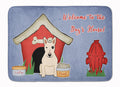 Dog House Collection Bull Terrier White Memory Foam Kitchen Mat Machine Washable Anti-Fatigue Cushion Comfort Bath or Kitchen Rug