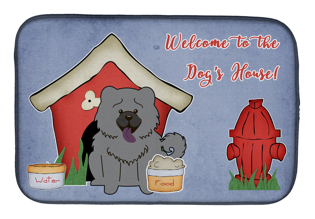 Dog House Collection Chow Chow Blue Dish Drying Mat Absorbent Dish Drying Mat Pad for Kitchen Counter Dish Drainer Mat for Countertop, 14 x 21", Multicolor