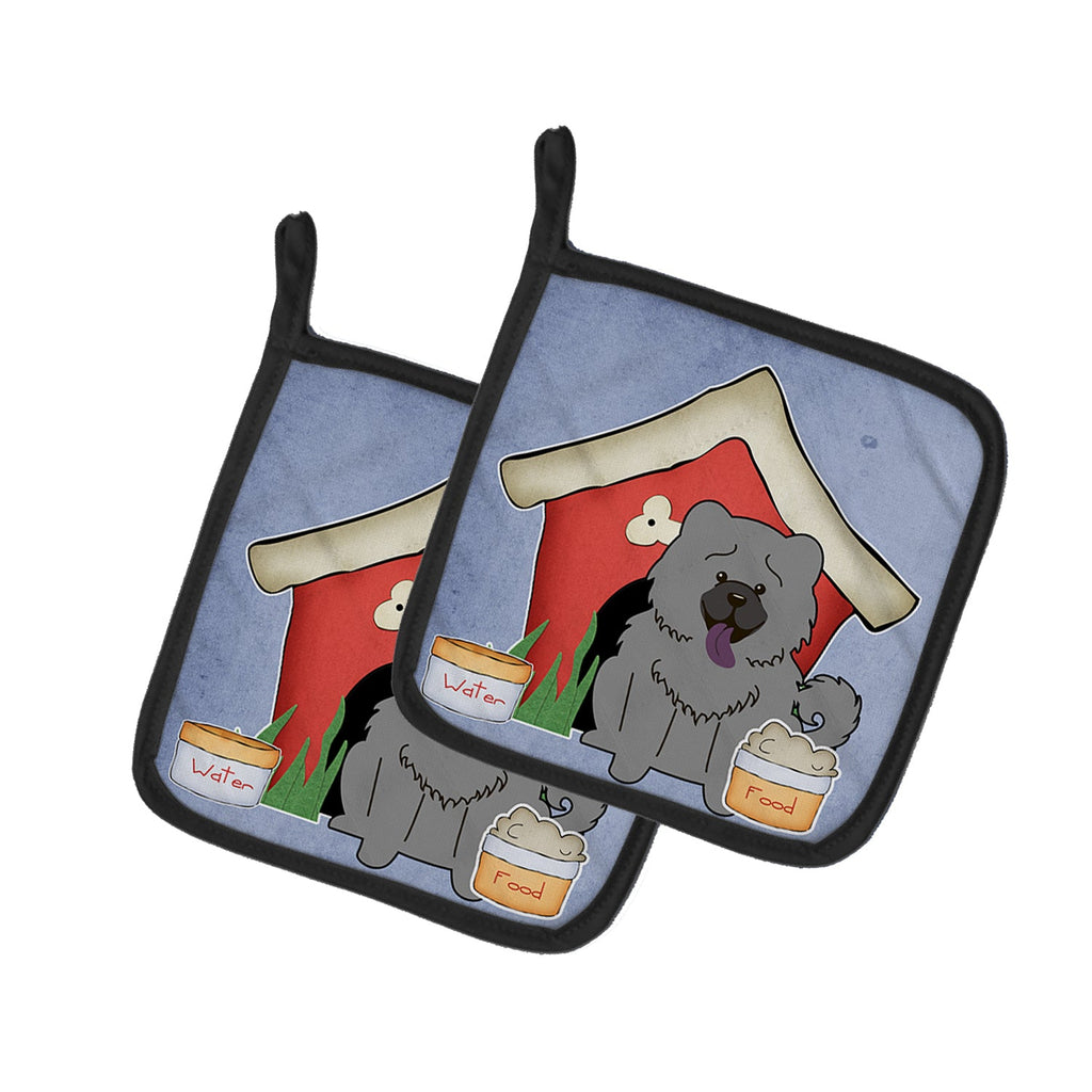 Dog House Collection Chow Chow Blue Pot Holder Set of 2 Heat Resistant Quilted Hot Pads 7.5 x 7.5 Inch, Insulated Kitchen Trivets for Cooking & Baking