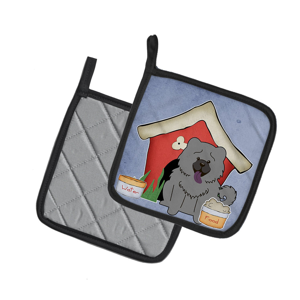 Dog House Collection Chow Chow Blue Pot Holder Set of 2 Heat Resistant Quilted Hot Pads 7.5 x 7.5 Inch, Insulated Kitchen Trivets for Cooking & Baking