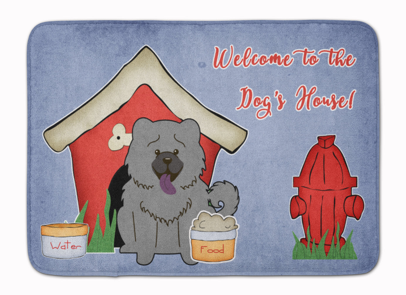 Dog House Collection Chow Chow Blue Memory Foam Kitchen Mat Machine Washable Anti-Fatigue Cushion Comfort Bath or Kitchen Rug