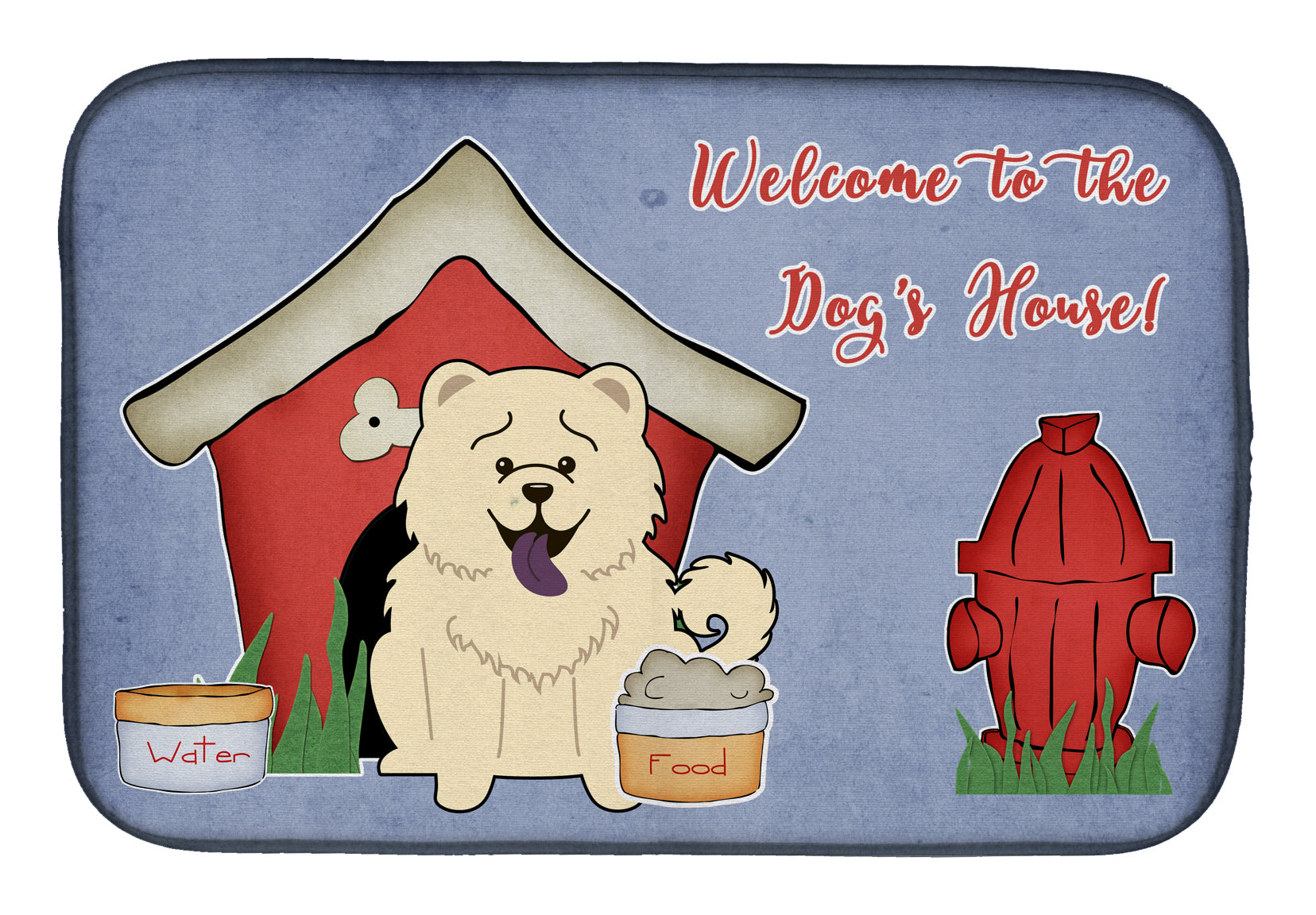 Dog House Collection Chow Chow White Dish Drying Mat Absorbent Dish Drying Mat Pad for Kitchen Counter Dish Drainer Mat for Countertop, 14 x 21", Multicolor