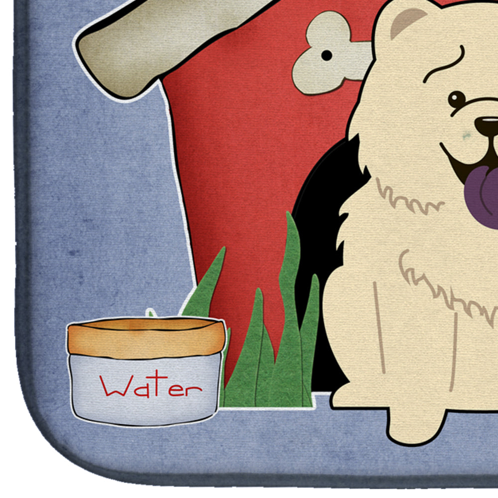 Dog House Collection Chow Chow White Dish Drying Mat Absorbent Dish Drying Mat Pad for Kitchen Counter Dish Drainer Mat for Countertop, 14 x 21", Multicolor