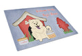 Dog House Collection Chow Chow White Cutting Board Tempered Glass Kitchen Cutting Surface, Heat Resistant Chopping, Non-Slip Feet, Food Prep & Serving