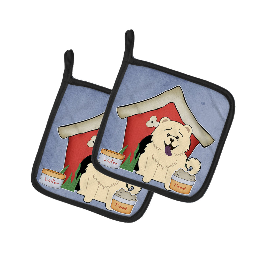 Dog House Collection Chow Chow White Pot Holder Set of 2 Heat Resistant Quilted Hot Pads 7.5 x 7.5 Inch, Insulated Kitchen Trivets for Cooking & Baking
