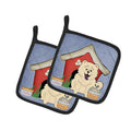 Dog House Collection Chow Chow White Pot Holder Set of 2 Heat Resistant Quilted Hot Pads 7.5 x 7.5 Inch, Insulated Kitchen Trivets for Cooking & Baking