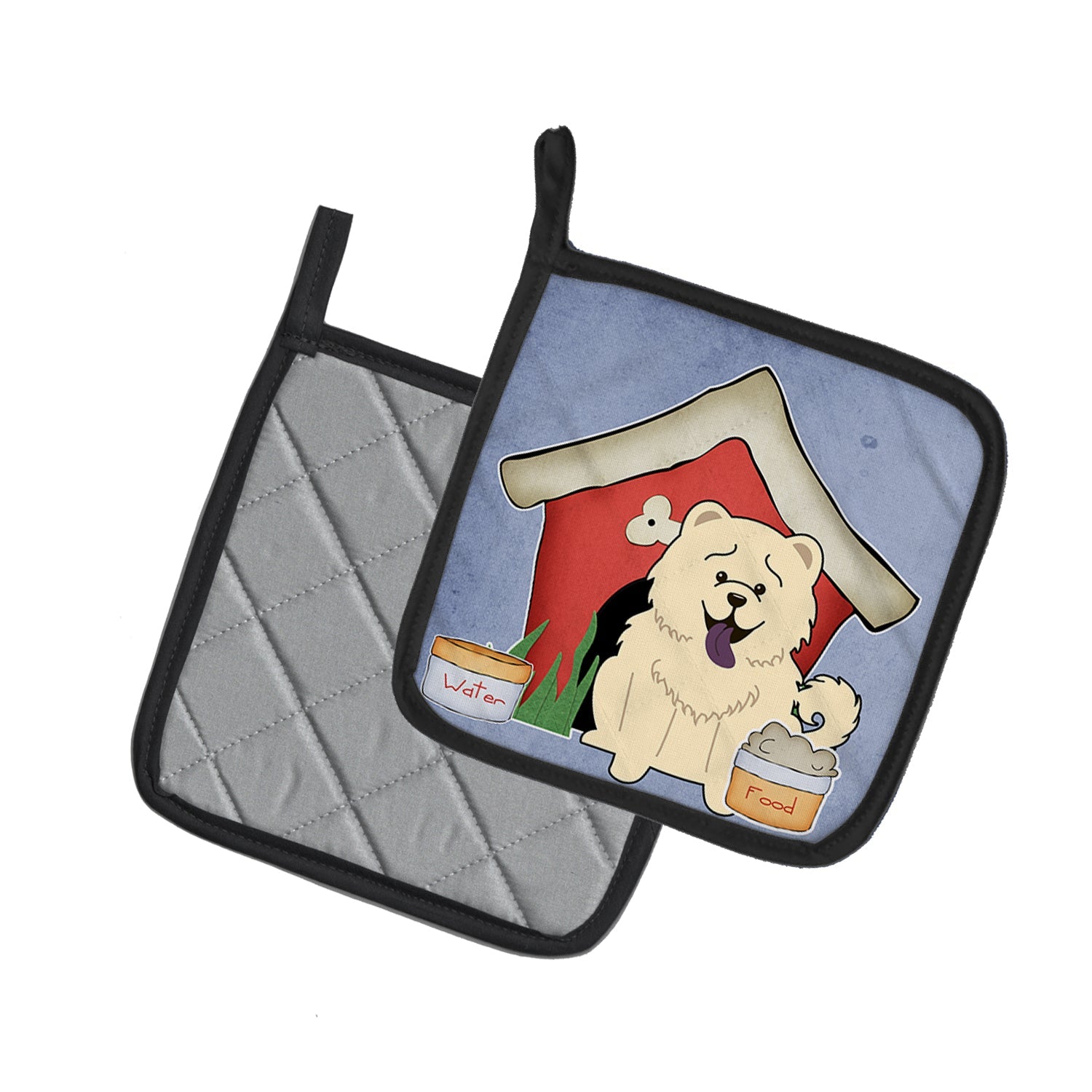 Dog House Collection Chow Chow White Pot Holder Set of 2 Heat Resistant Quilted Hot Pads 7.5 x 7.5 Inch, Insulated Kitchen Trivets for Cooking & Baking