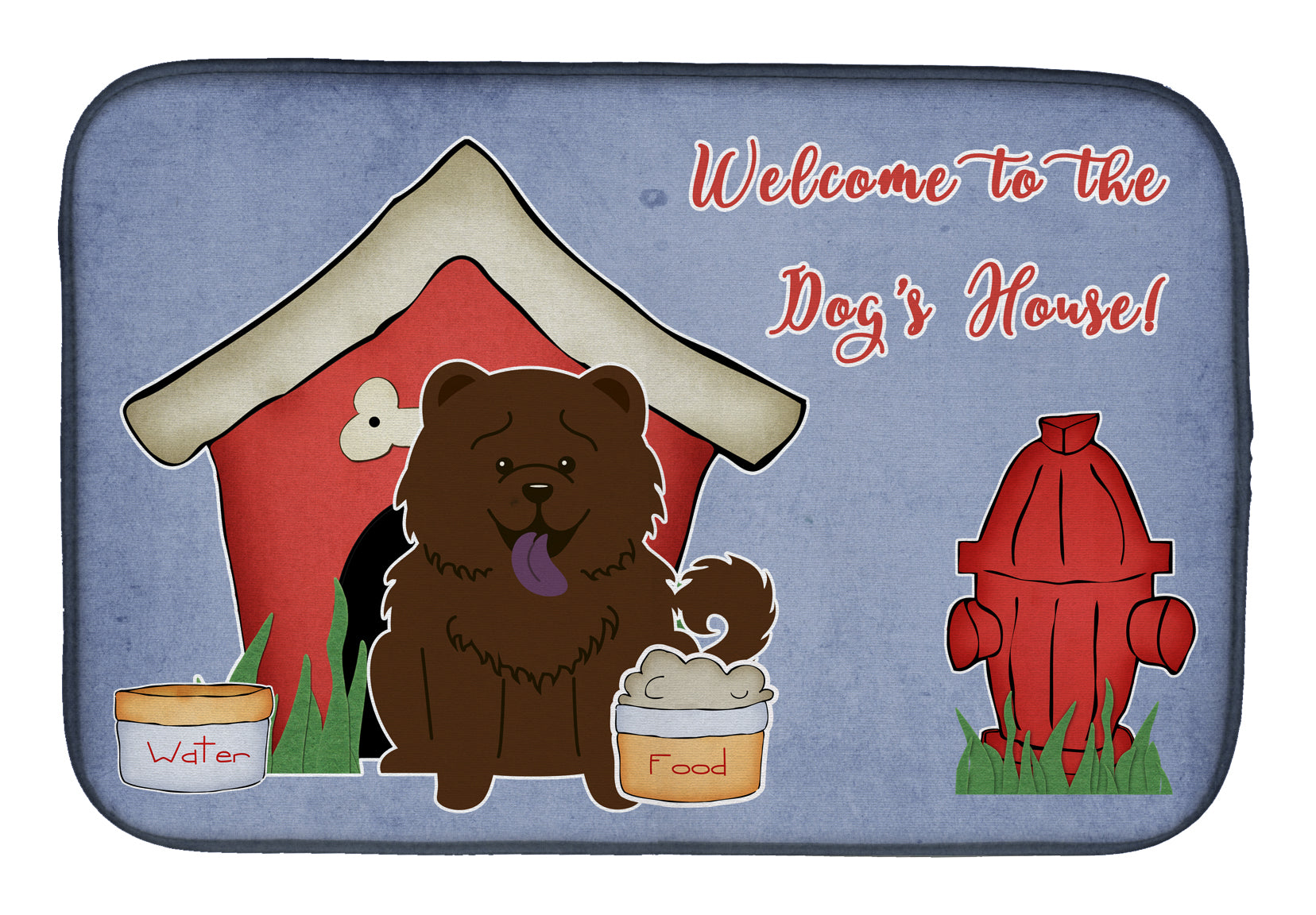 Dog House Collection Chow Chow Chocolate Dish Drying Mat Absorbent Dish Drying Mat Pad for Kitchen Counter Dish Drainer Mat for Countertop, 14 x 21", Multicolor