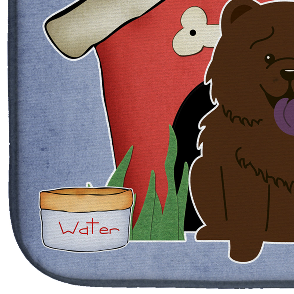 Dog House Collection Chow Chow Chocolate Dish Drying Mat Absorbent Dish Drying Mat Pad for Kitchen Counter Dish Drainer Mat for Countertop, 14 x 21", Multicolor