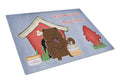 Dog House Collection Chow Chow Chocolate Cutting Board Tempered Glass Kitchen Cutting Surface, Heat Resistant Chopping, Non-Slip Feet, Food Prep & Serving