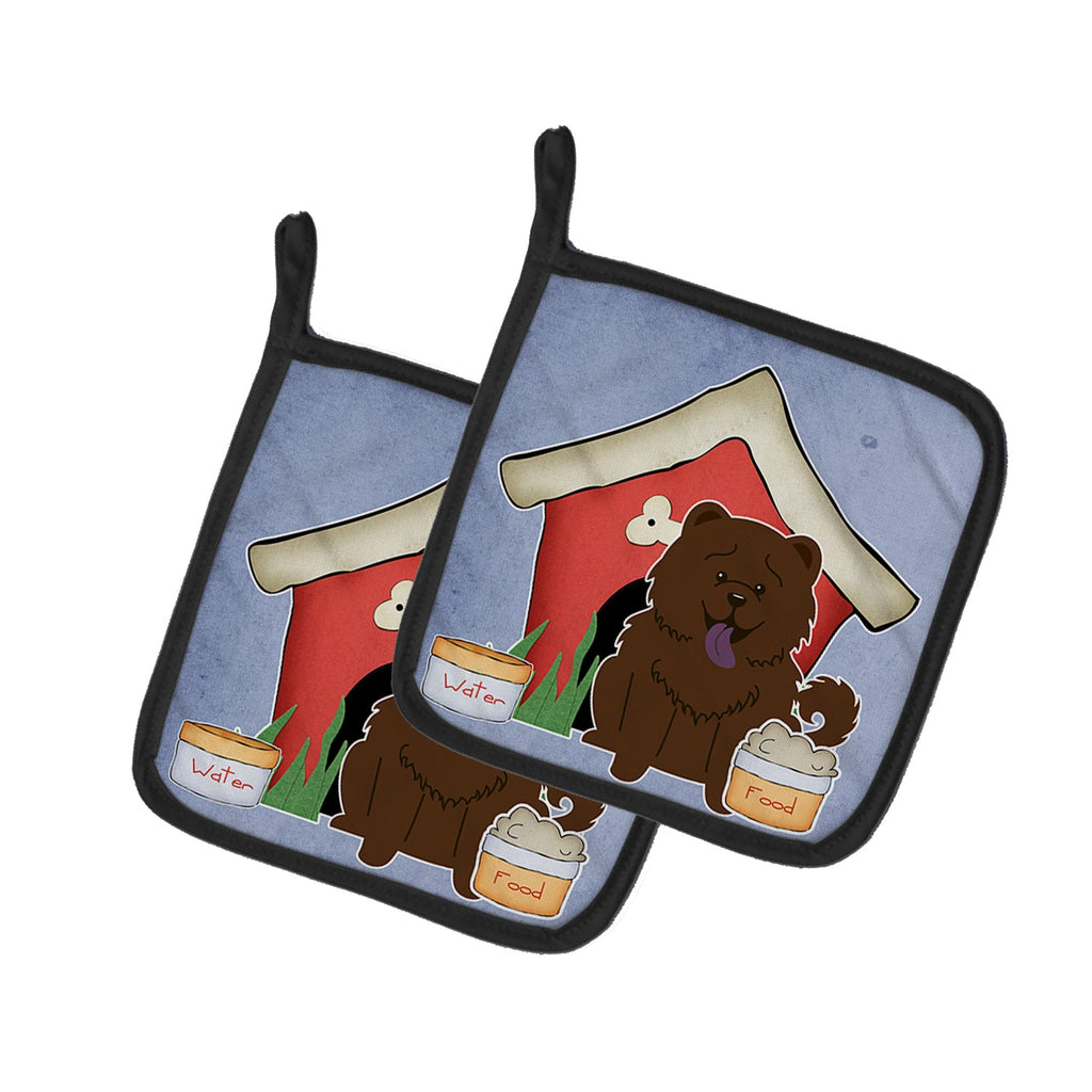 Dog House Collection Chow Chow Chocolate Pot Holder Set of 2 Heat Resistant Quilted Hot Pads 7.5 x 7.5 Inch, Insulated Kitchen Trivets for Cooking & Baking