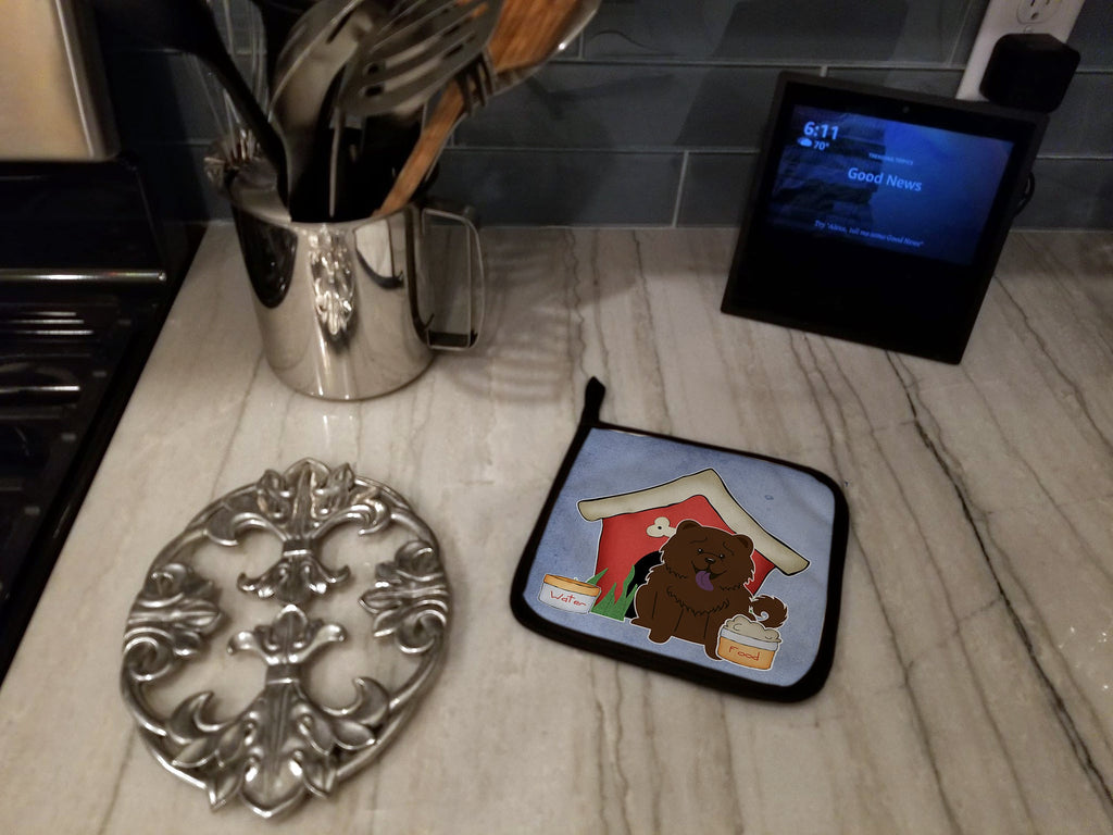 Dog House Collection Chow Chow Chocolate Pot Holder Set of 2 Heat Resistant Quilted Hot Pads 7.5 x 7.5 Inch, Insulated Kitchen Trivets for Cooking & Baking