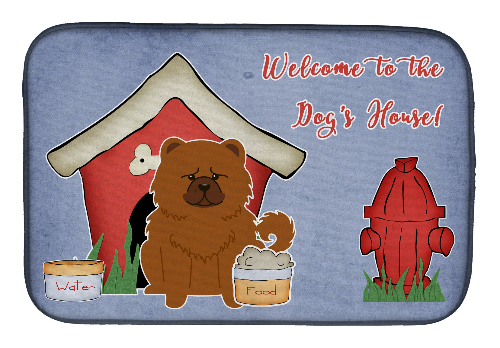 Dog House Collection Chow Chow Red Dish Drying Mat Absorbent Dish Drying Mat Pad for Kitchen Counter Dish Drainer Mat for Countertop, 14 x 21", Multicolor