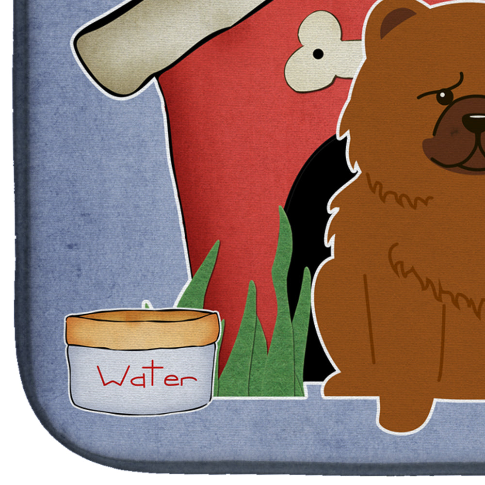 Dog House Collection Chow Chow Red Dish Drying Mat Absorbent Dish Drying Mat Pad for Kitchen Counter Dish Drainer Mat for Countertop, 14 x 21", Multicolor