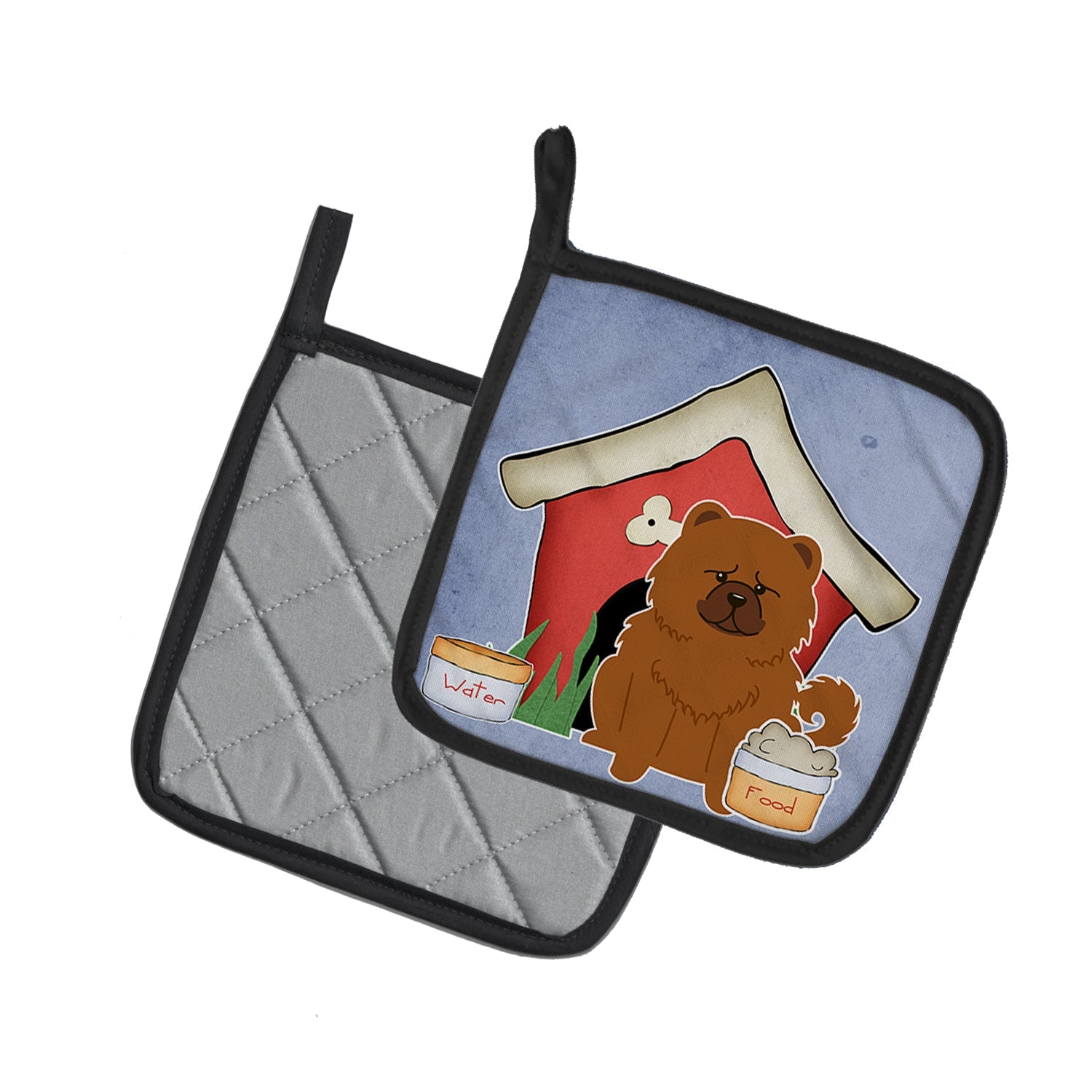 Dog House Collection Chow Chow Red Pot Holder Set of 2 Heat Resistant Quilted Hot Pads 7.5 x 7.5 Inch, Insulated Kitchen Trivets for Cooking & Baking