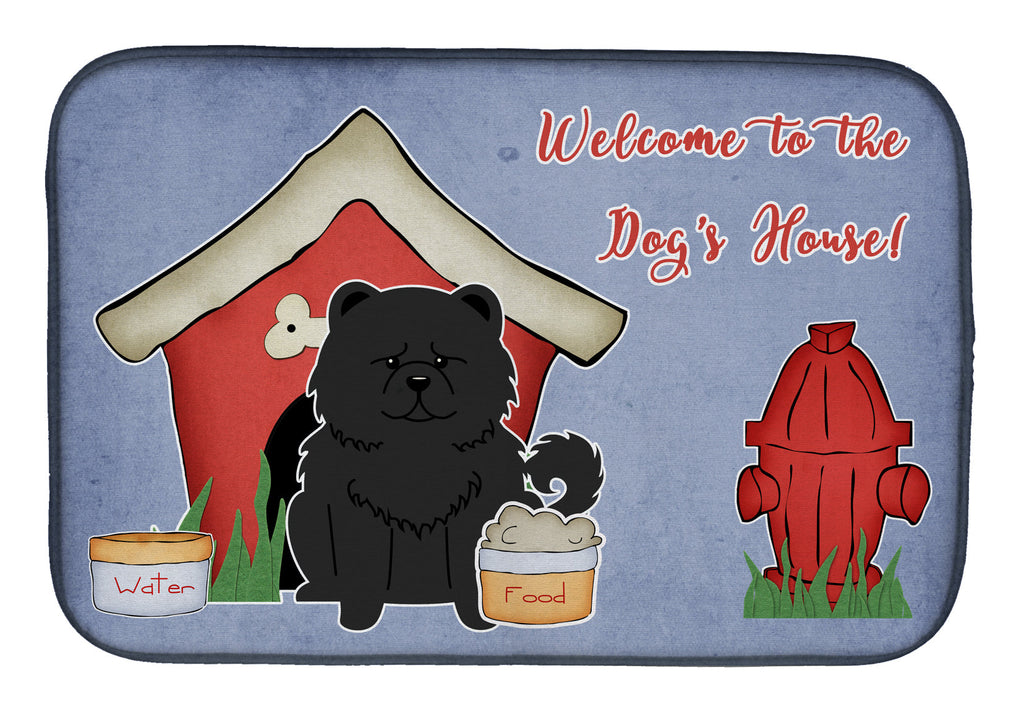 Dog House Collection Chow Chow Black Dish Drying Mat Absorbent Dish Drying Mat Pad for Kitchen Counter Dish Drainer Mat for Countertop, 14 x 21", Multicolor