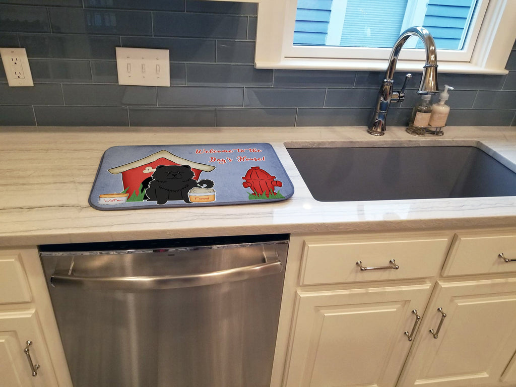 Dog House Collection Chow Chow Black Dish Drying Mat Absorbent Dish Drying Mat Pad for Kitchen Counter Dish Drainer Mat for Countertop, 14 x 21", Multicolor